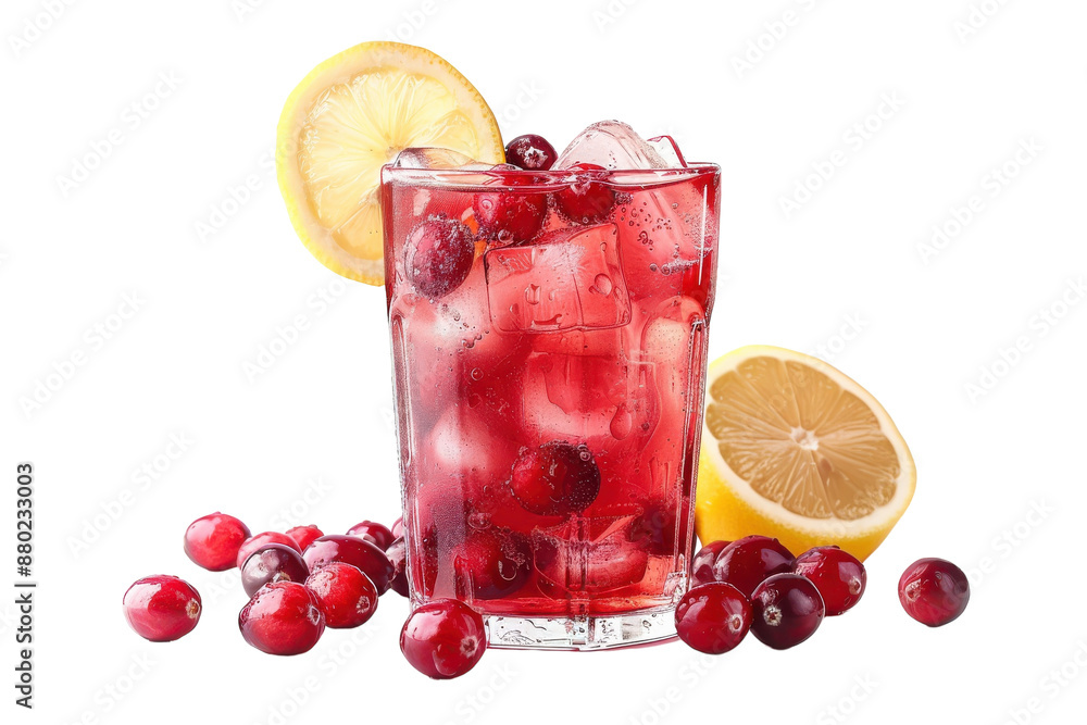 Delicious Cranberry Lemon Isolated On Transparent Background Delicious Cranberry Lemon Isolated On Transparent Background