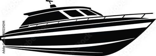 Yacht motor boat nautical silhouette vector collection




