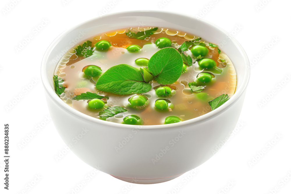 Soup with peas puff and leaves isolated on transparent background Soup with peas puff and leaves isolated on transparent background