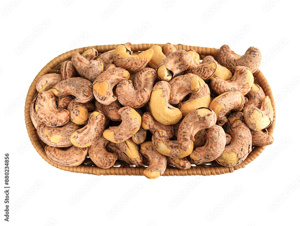 A plate of nutritious breakfast nuts cashews on a white background A plate of nutritious breakfast nuts cashews on a white background