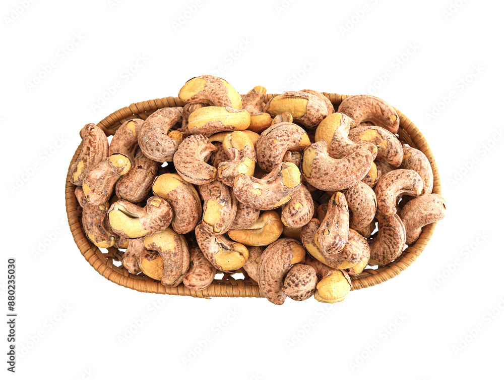 A plate of nutritious breakfast nuts cashews on a white background A plate of nutritious breakfast nuts cashews on a white background