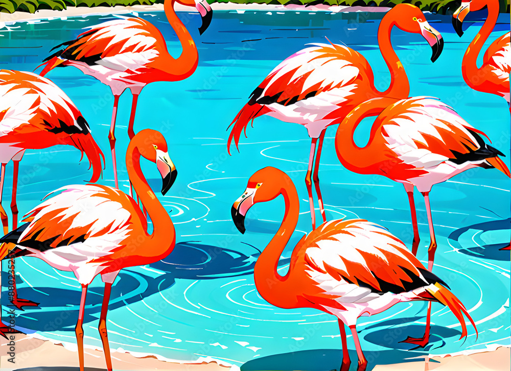 Obraz premium flamingos generative ai