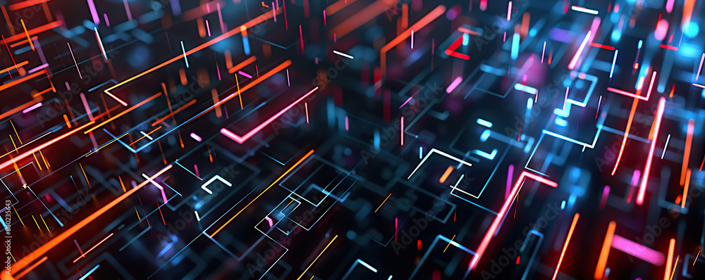 Fototapeta premium Digital background perfect for tech processes, neural networks, artificial intelligence, data transfer and security, digital storage, multimedia presentations, scientific studies, education, etc.