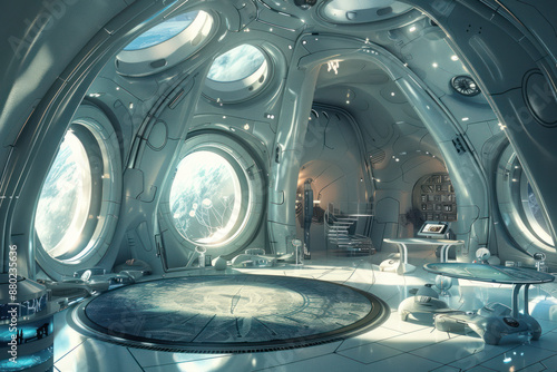 A futuristic space habitat
