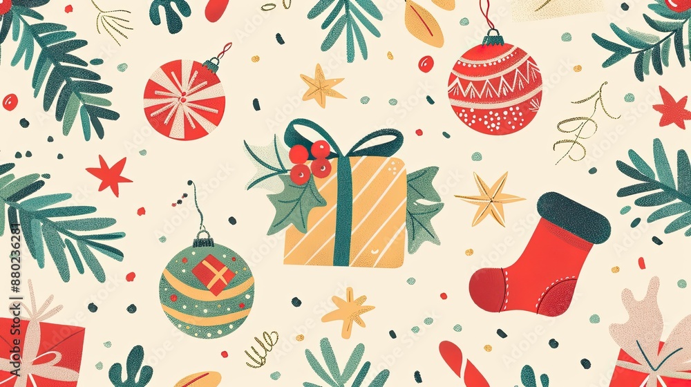 Charming holiday-themed illustrations with festive colors and motifs. Charming holiday-themed illustrations with festive colors and motifs.
