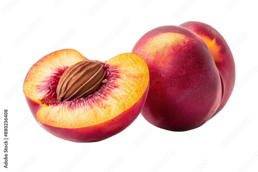 Juicy Nectarine Isolated On Transparent Background Juicy Nectarine Isolated On Transparent Background