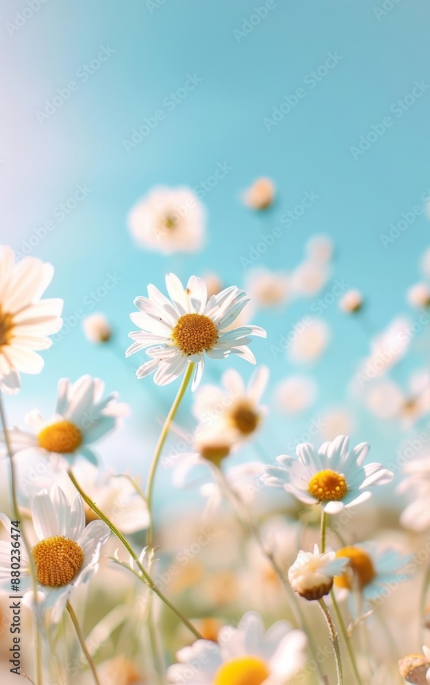 Beautiful photo of a field of daisies under a clear sky, symbolizing simplicity and happiness, Happiness, Daisy field Beautiful photo of a field of daisies under a clear sky, symbolizing simplicity and happiness, Happiness, Daisy field