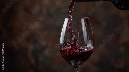 Photo of pouring a glass of red wine from a bottle