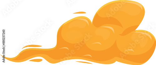 Cartoon cloud of orange smoke is floating and leaving a trail of vapor