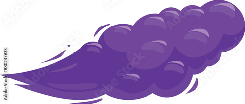 Cloud of purple smoke is floating and leaving a trail, ideal for representing smell, poison, or magic effects