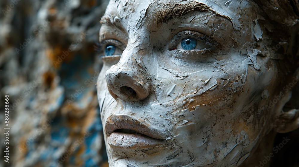 Abstracted Grungy Painted Women Face On Blurry Background Abstracted Grungy Painted Women Face On Blurry Background