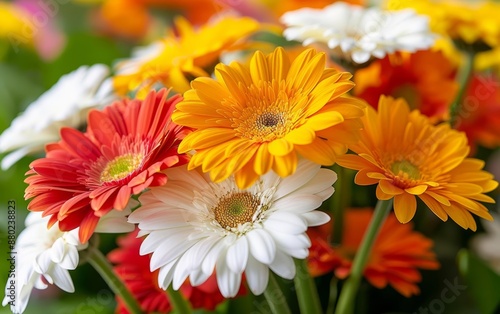 Close-up of a colorful bouquet of gerbera daisies.