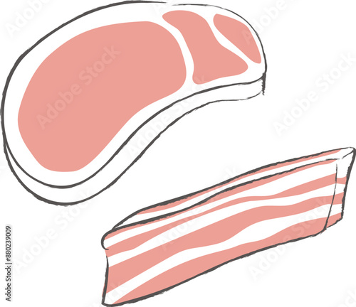 豚ロースと豚バラ肉のイラスト