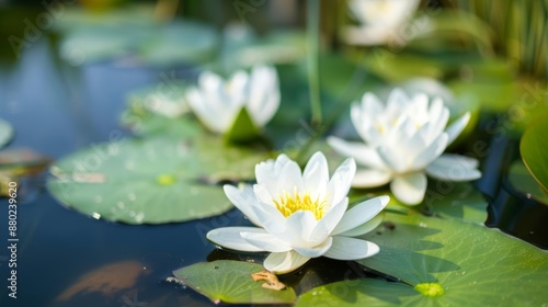 Wallpaper Mural Highresolution photo of a tranquil pond with water lilies, symbolizing peace and purity, Peace, Pond lilies Torontodigital.ca