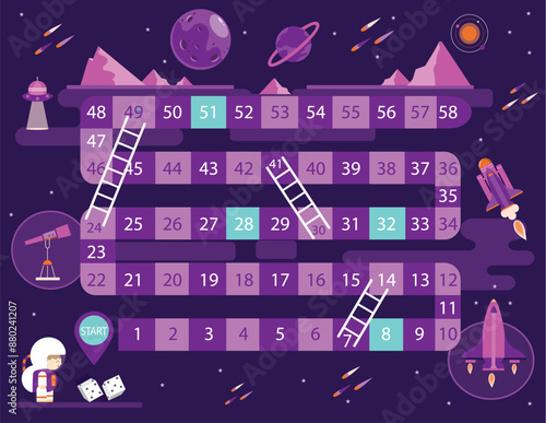 World tour board game template,Funny frame, ladders game, Vector illustrations.