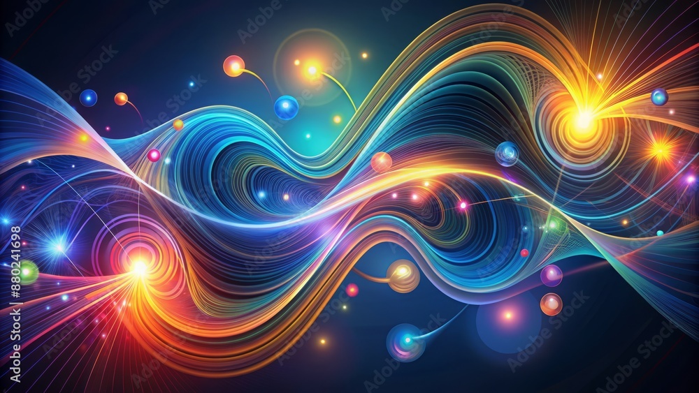 Vibrant swirling shapes and lines converge, representing innovation and growth, set against a dark blue background with subtle gradient effects. Vibrant swirling shapes and lines converge, representing innovation and growth, set against a dark blue background with subtle gradient effects.