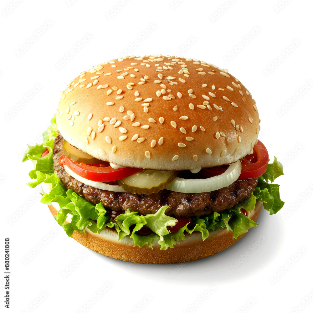 close up hamburger on white and black background close up hamburger on white and black background