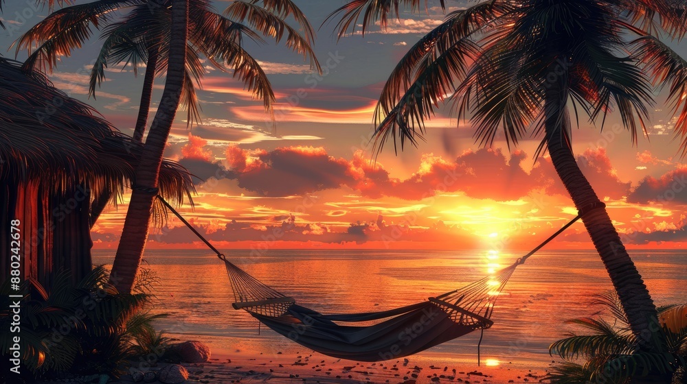 Fototapeta premium Photorealistic Summer Beachside Cottage | Summer Background | Photorealistic