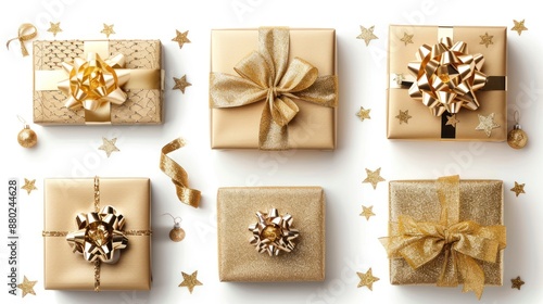 Golden Gift Boxes with Festive Decor