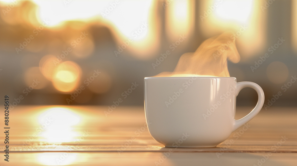 Steaming Coffee Cup in Morning Light, Horizontal
Steaming Coffee Cup in Morning Light, Horizontal