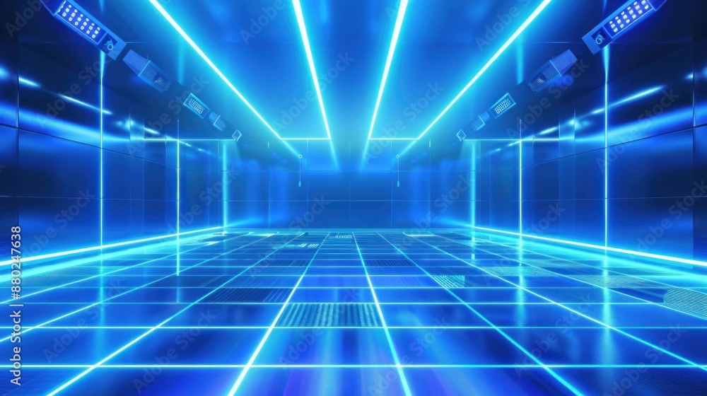 Neon Blue Corridor Neon Blue Corridor