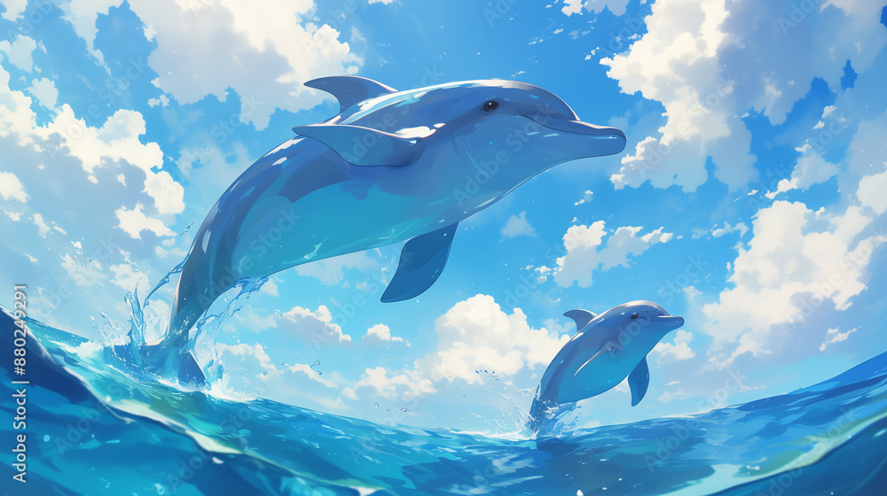 Fototapeta premium 海とイルカ