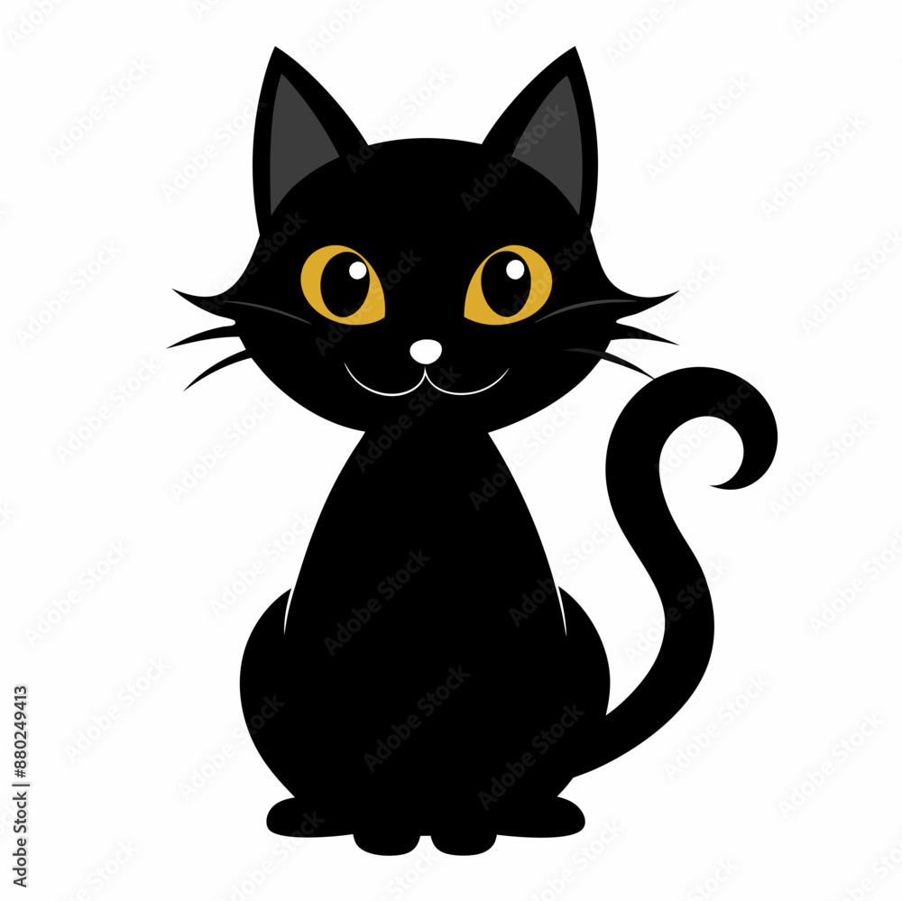 Black cat vector illustration, cat vector art, halloween black cat silhouette, black cat cartoon vector art Black cat vector illustration, cat vector art, halloween black cat silhouette, black cat cartoon vector art