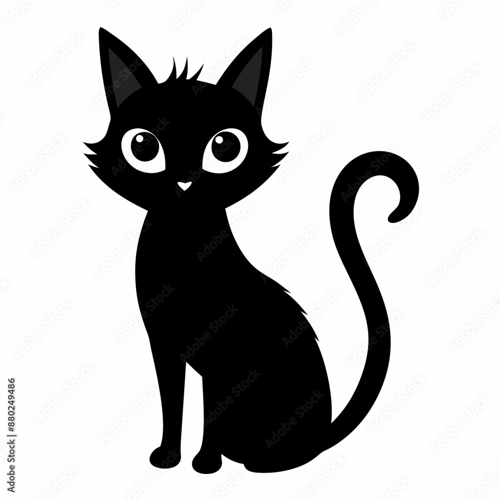 Black cat vector illustration, cat vector art, halloween black cat silhouette, black cat cartoon vector art Black cat vector illustration, cat vector art, halloween black cat silhouette, black cat cartoon vector art