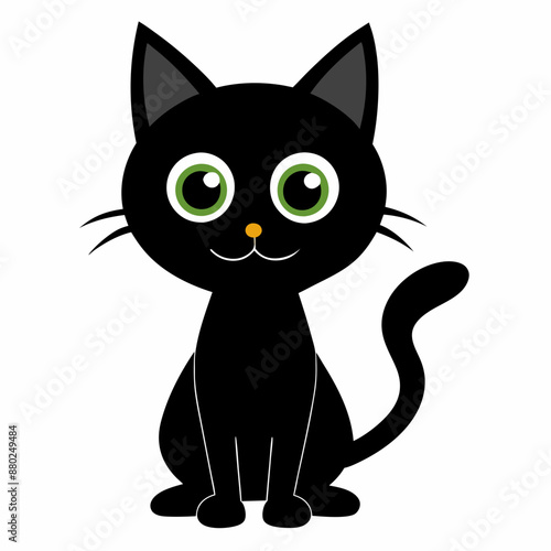 Black cat vector illustration, cat vector art, halloween black cat silhouette, black cat cartoon vector art