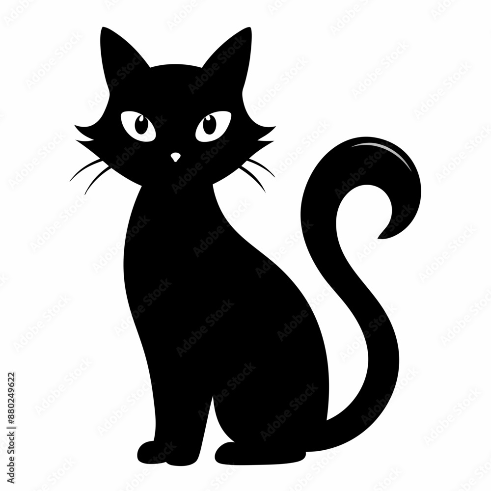 Black cat vector illustration, cat vector art, halloween black cat silhouette, black cat cartoon vector art Black cat vector illustration, cat vector art, halloween black cat silhouette, black cat cartoon vector art