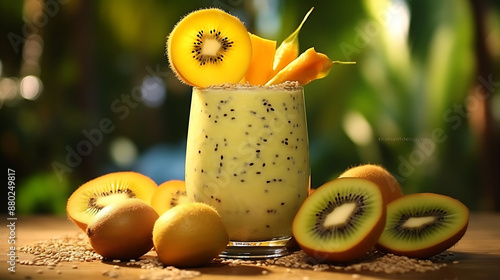 Treat yourself to a taste of tropical paradise with a refreshing smoothie, brimming with the creamy goodness 