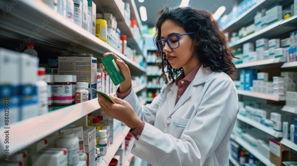 The pharmacist checking medication The pharmacist checking medication