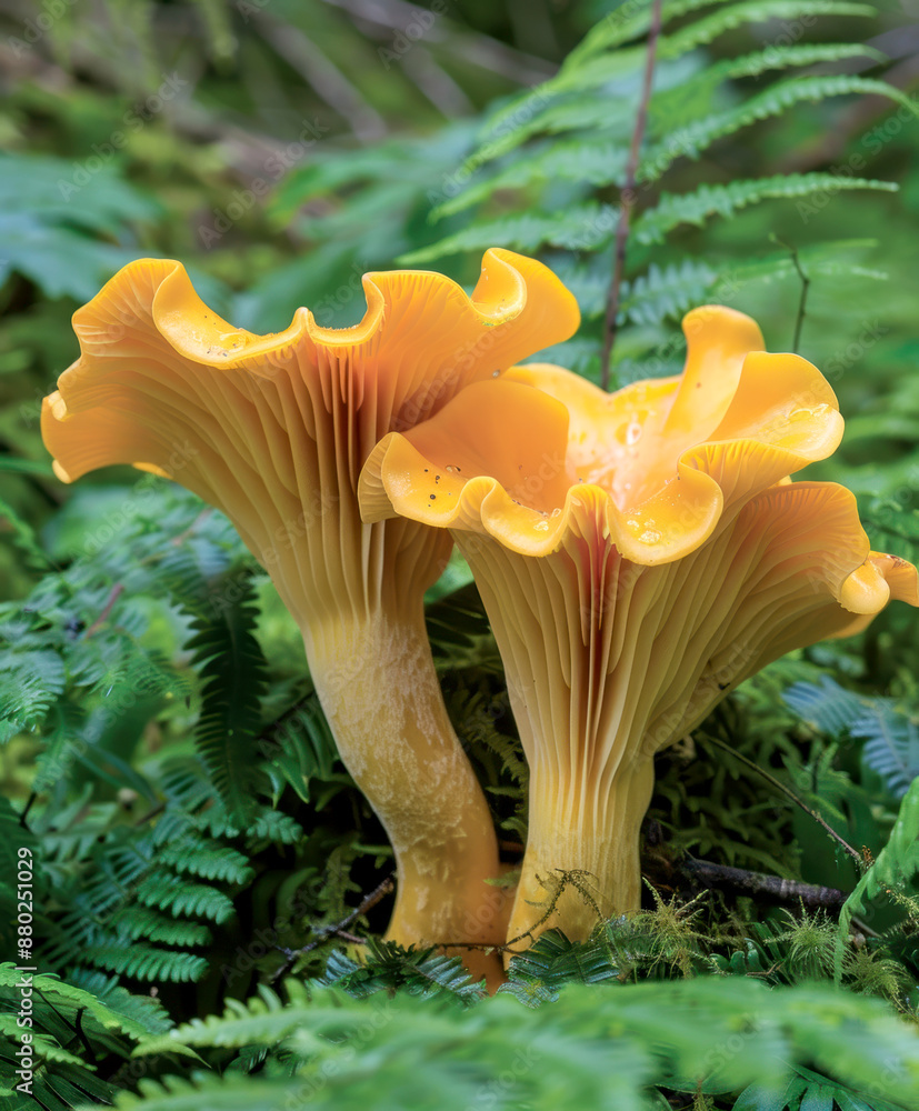 chanterelles growing in a forest glade. AI generative chanterelles growing in a forest glade. AI generative