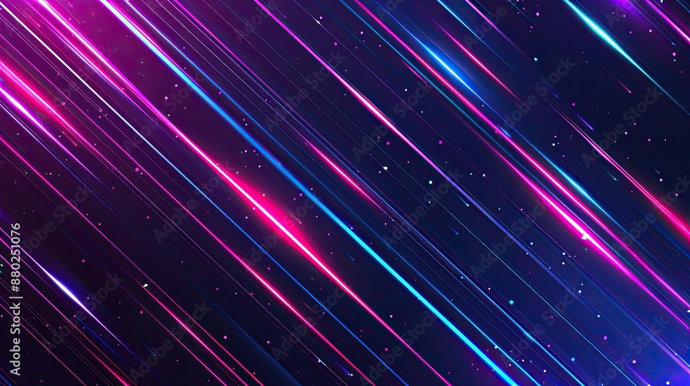 Obraz premium Dark mode template with neon lines, great for night-themed presentations.