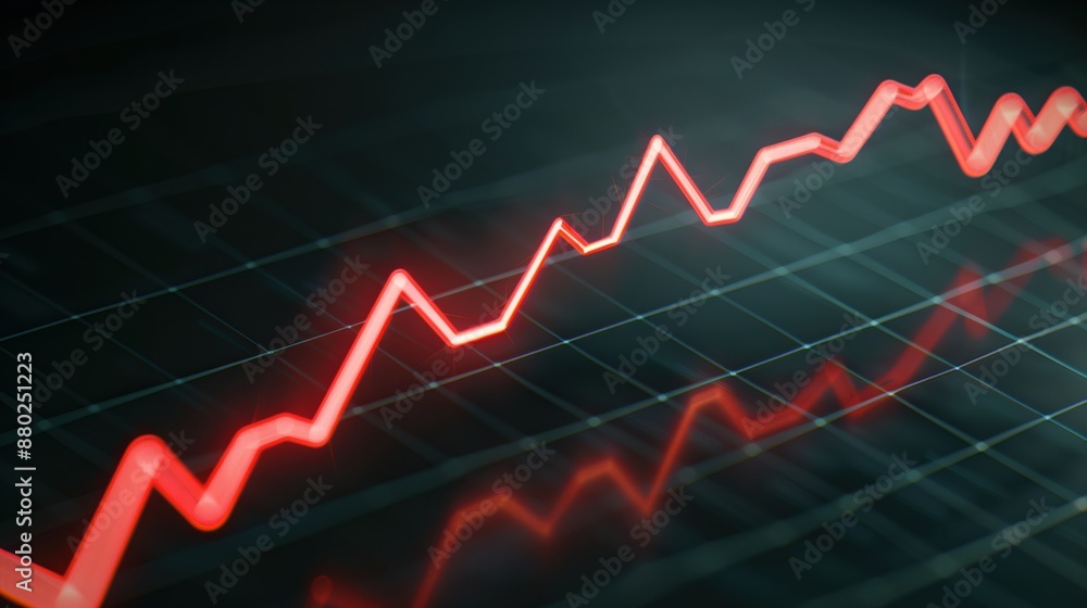 A rising red line on a financial chart. growth, investment, and market trends concepts. A rising red line on a financial chart. growth, investment, and market trends concepts.