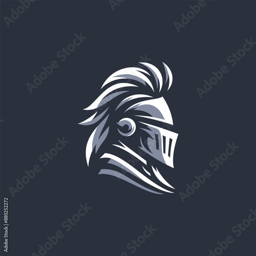 Knight helmet logo, A sleek and modern knight helmet logo design