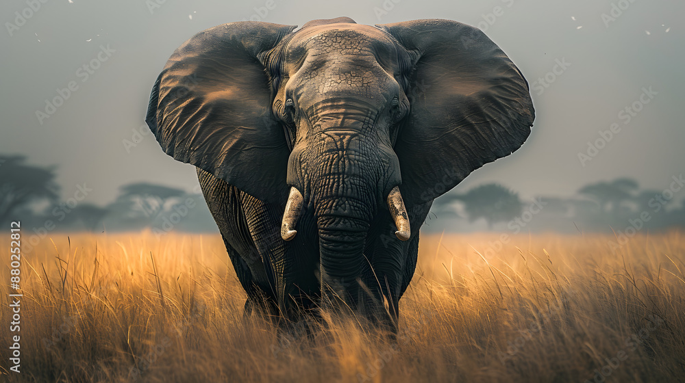 Obraz premium elephant approaching isolated