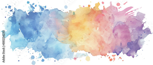 abstract watercolor rainbow rectangle frame, background with splashes