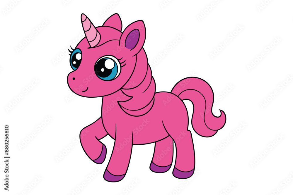 Fototapeta premium Cute Unicorn Vector Illustration: Cartoon, Clipart, and Line Art Design