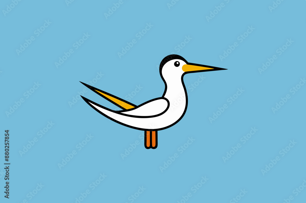Fototapeta premium Elegant Tern bird goes icon vector art illustration