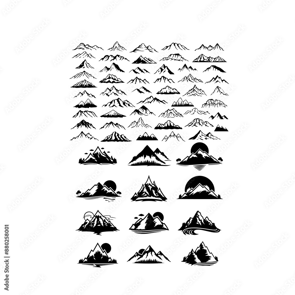 Naklejka premium set of icons of mountain