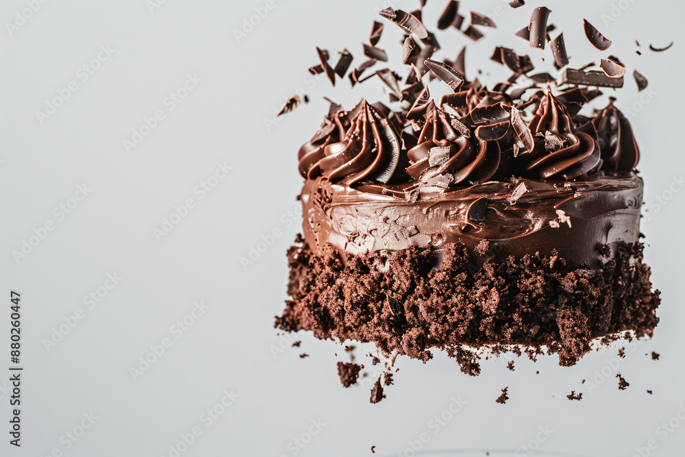 Fototapeta premium a chocolate cake with chocolate frosting and chocolate chips