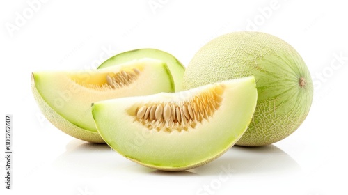 Honeydew Melon fruit on white background , 