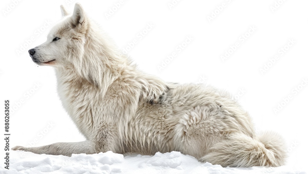Obraz premium Arctic Wolf Resting in Snow