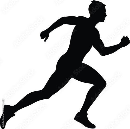 running men side view of vector runner silhouette