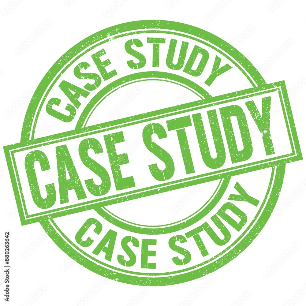 CASE STUDY written word on green stamp sign CASE STUDY written word on green stamp sign