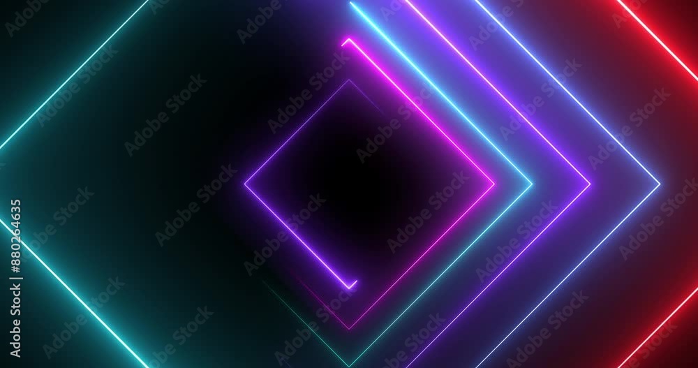Neon disco light square shape luminous laser-like geometric bg 4K. Round-turning radio magician show nightlife club loop. Glitter glowing illuminated fantasy video. Cyber endless tunnel 3d stage clip. Neon disco light square shape luminous laser-like geometric bg 4K. Round-turning radio magician show nightlife club loop. Glitter glowing illuminated fantasy video. Cyber endless tunnel 3d stage clip.