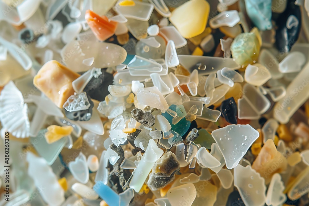 A Close-Up View of Tiny Sea Glass and Other Beach Debris A Close-Up View of Tiny Sea Glass and Other Beach Debris