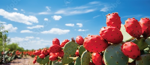 Prickly Pear Cactus with Red Fruit photo