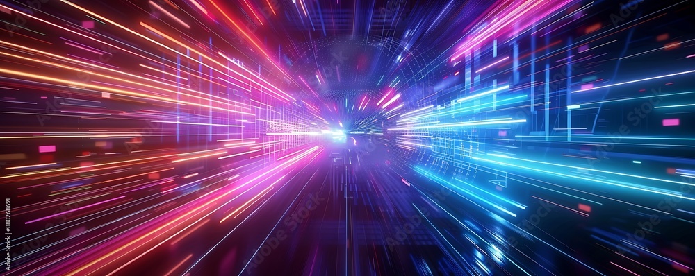 Digital science futuristic technology light rays stripes lines light background, Generative AI Digital science futuristic technology light rays stripes lines light background, Generative AI
